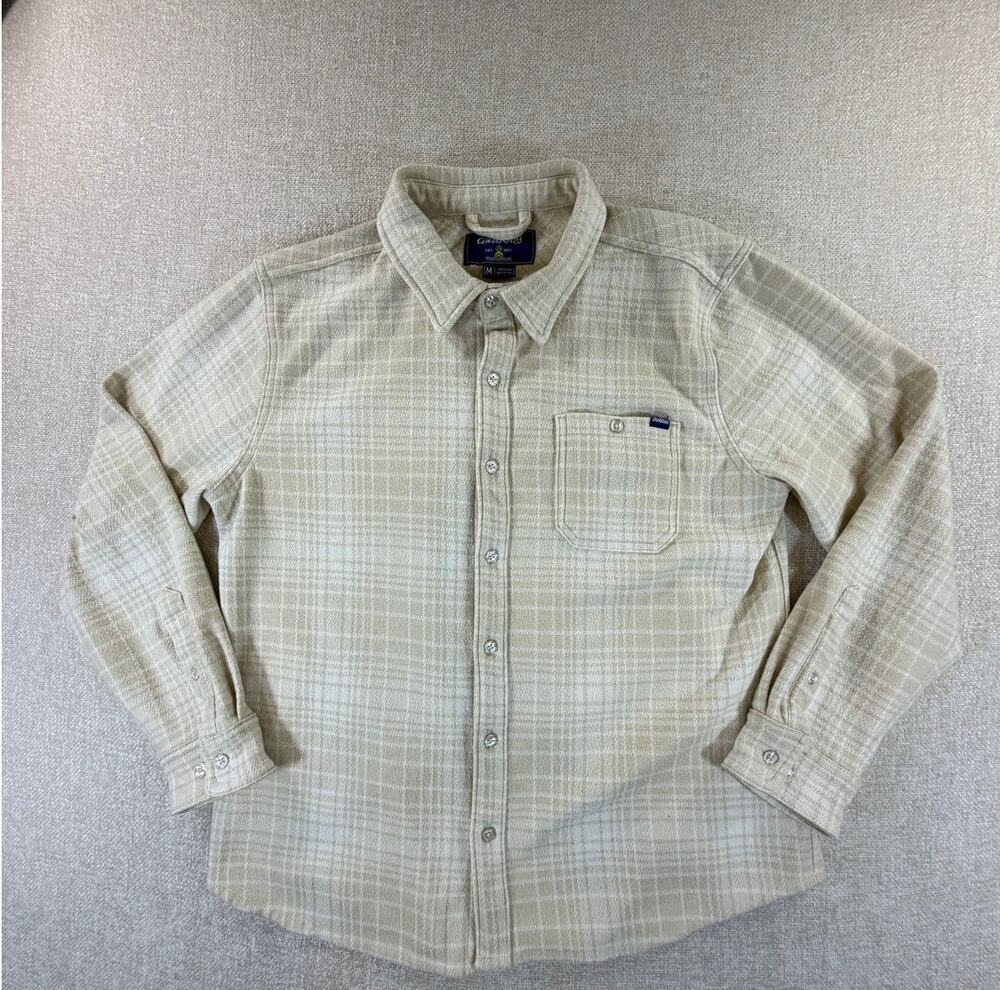Chubbies Women's Large White Cream Plaid Heavyweight Flannel Button Shirt Casual